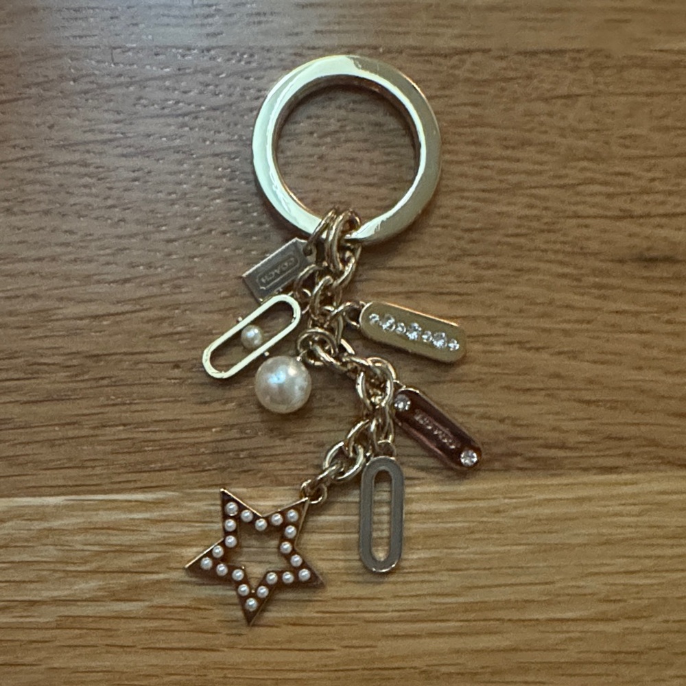 Coach Gold and Silver Keychain with Pearl Star Charm